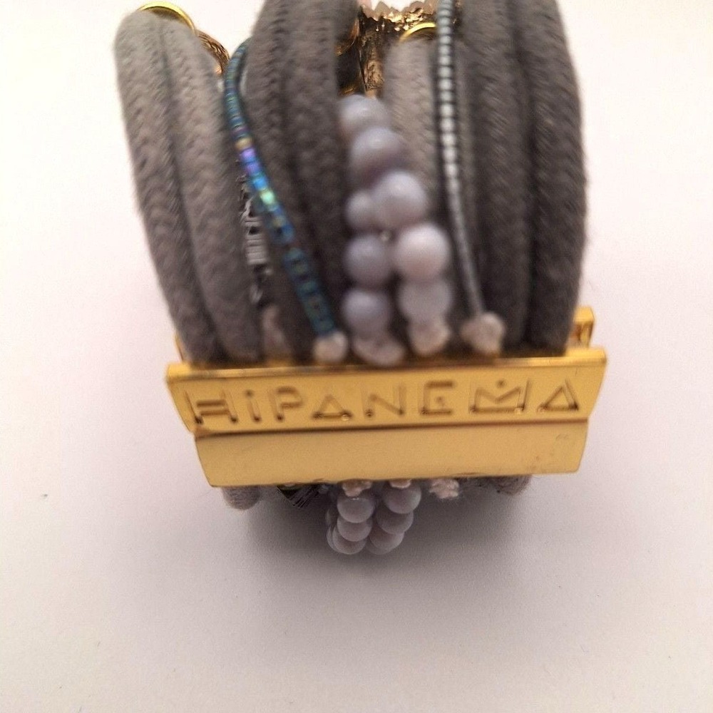 Hipanema multi strand bracelet bohemian ethnic natural stones magnetic gold tone - Picture 2 of 5